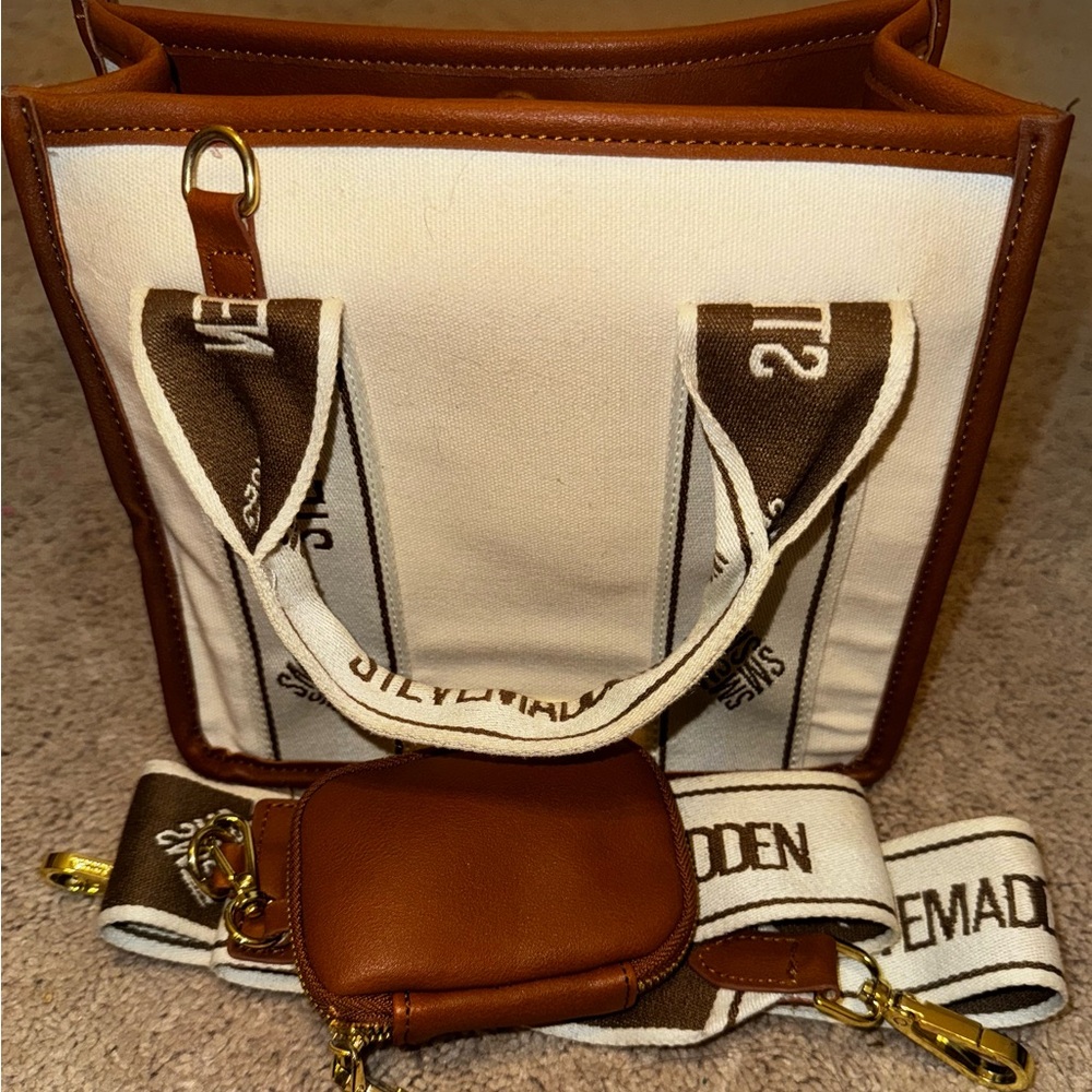 Steve Madden Brown and Cream Satchel Bag
